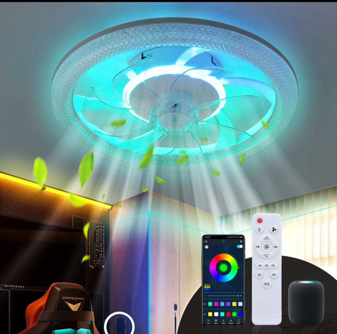 LED Deckenventilator Deckenleuchte Deckenlampe Rgb Bluetooth Lautsprecher Smart