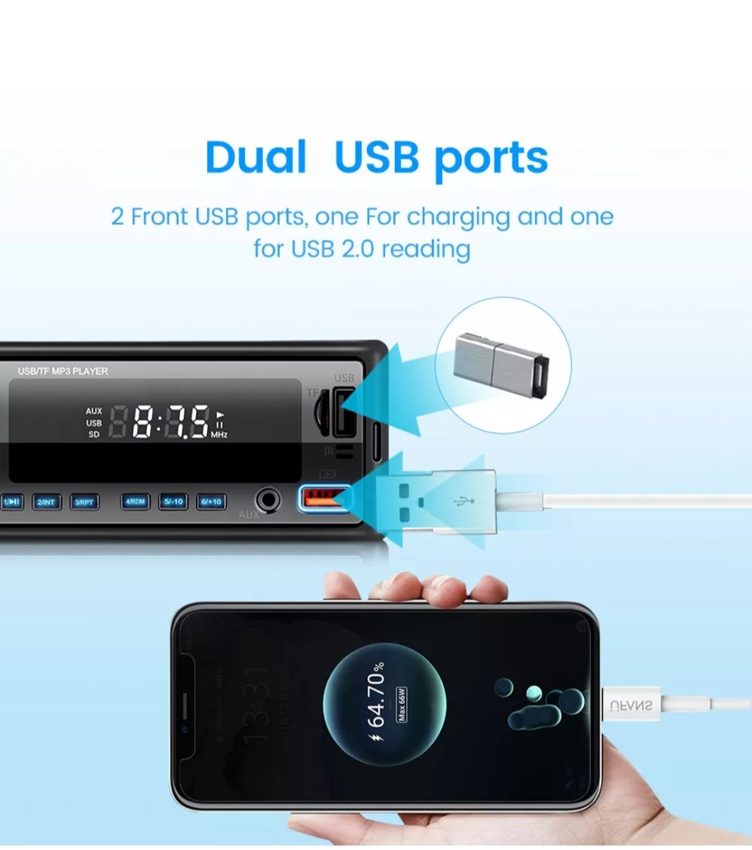 Autoradio Bluetooth Freisprechen Universal Din1 USB Aux SD