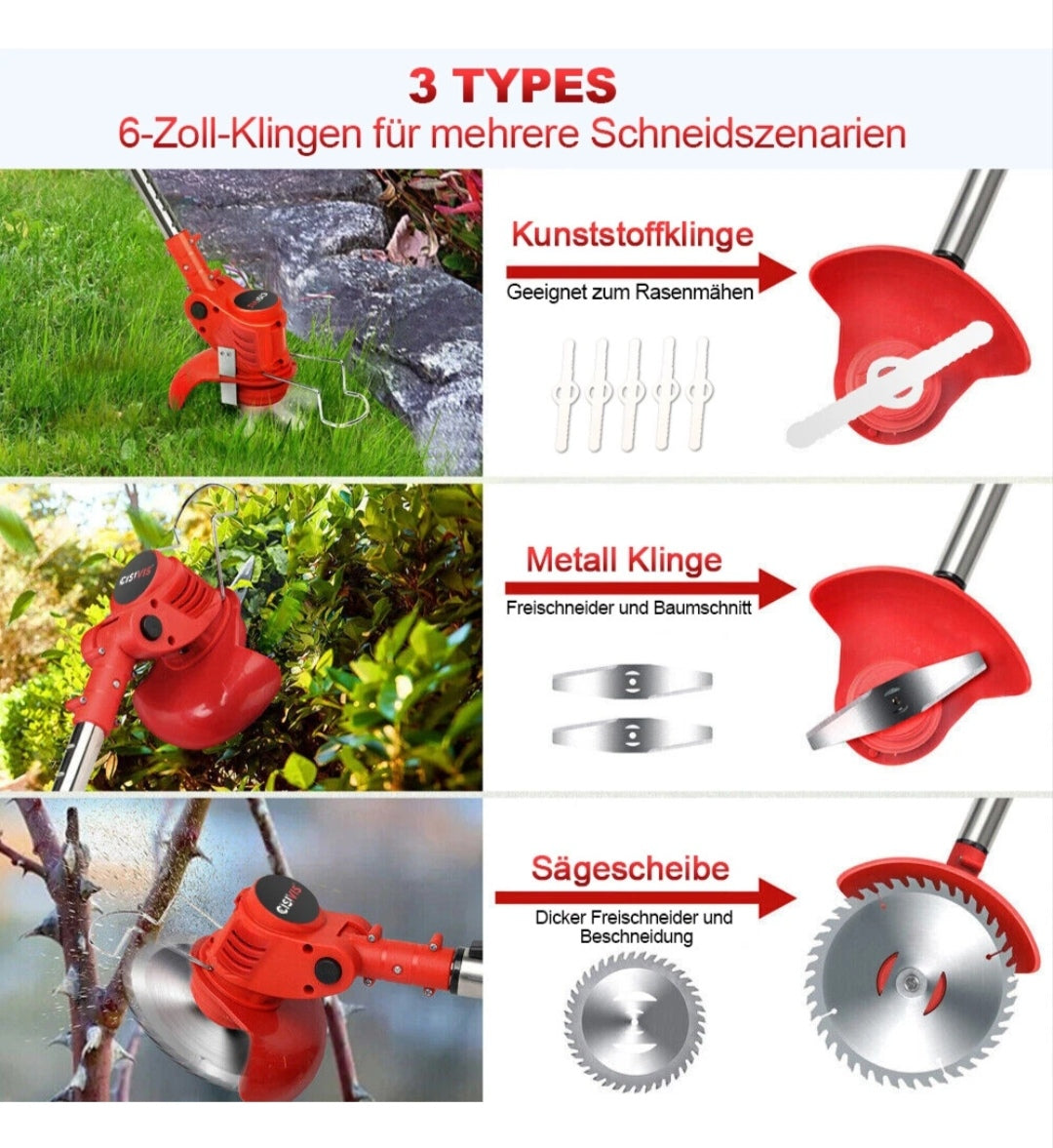 Elektrischer Rasentrimmer Akku Grasschneider mit 2 Akkus