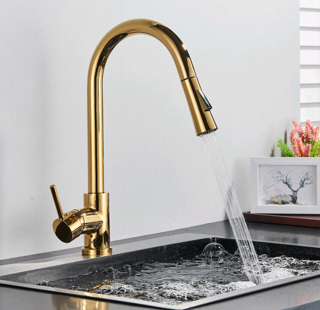 Küchenarmartur Mischbatterie Wasserhahn Brause Modern Gold Design