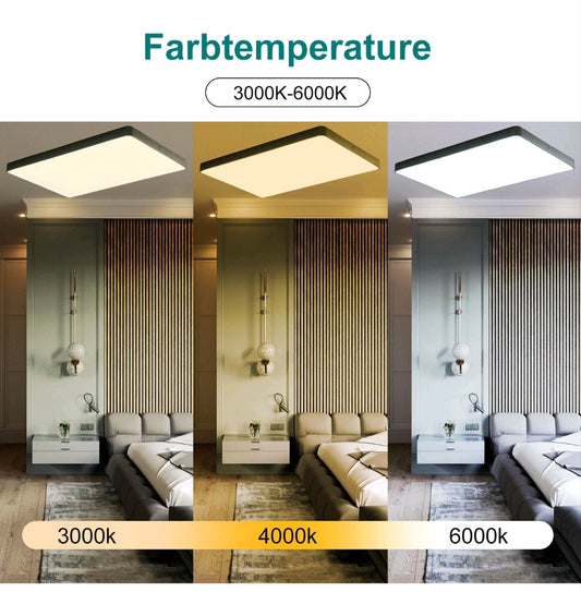 LED Deckenlampe Deckenleuchte Dimmbar Groß Schwarz