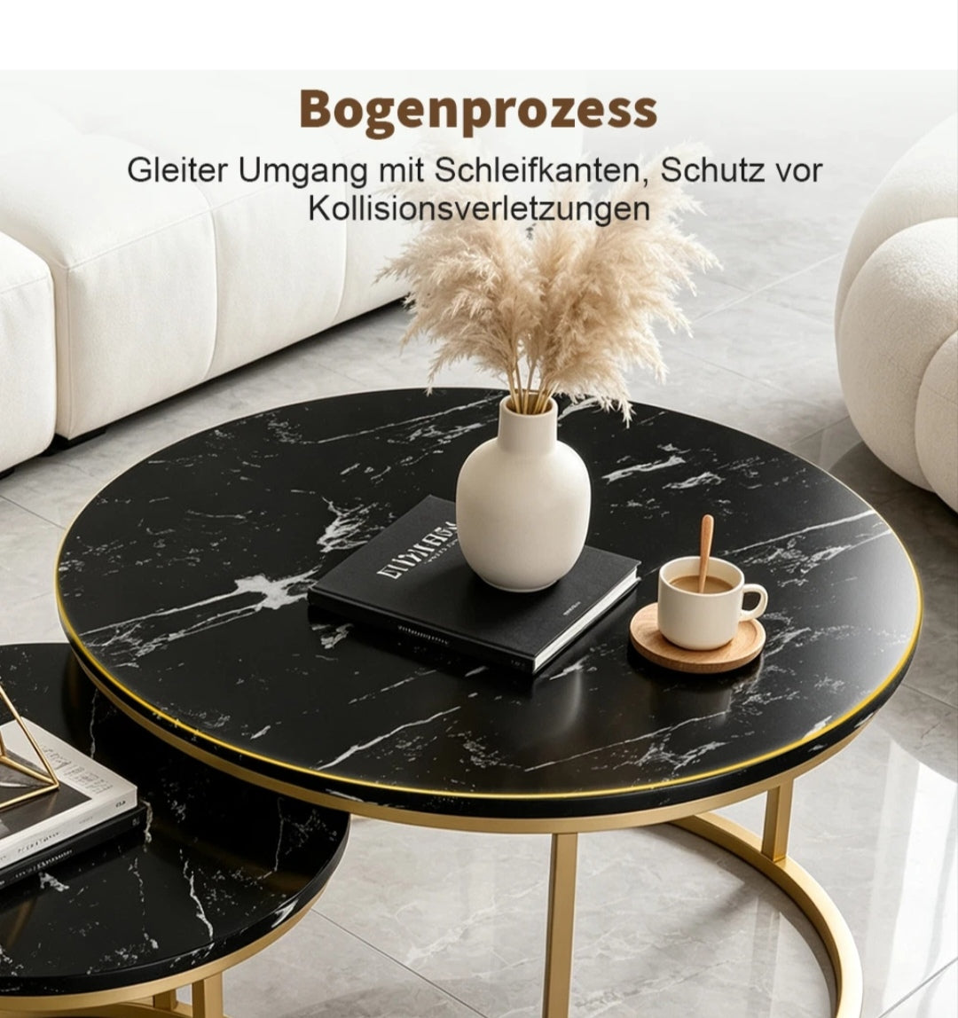 Couchtisch Wohnzimmer Tisch Marmor-Optik 2er Set