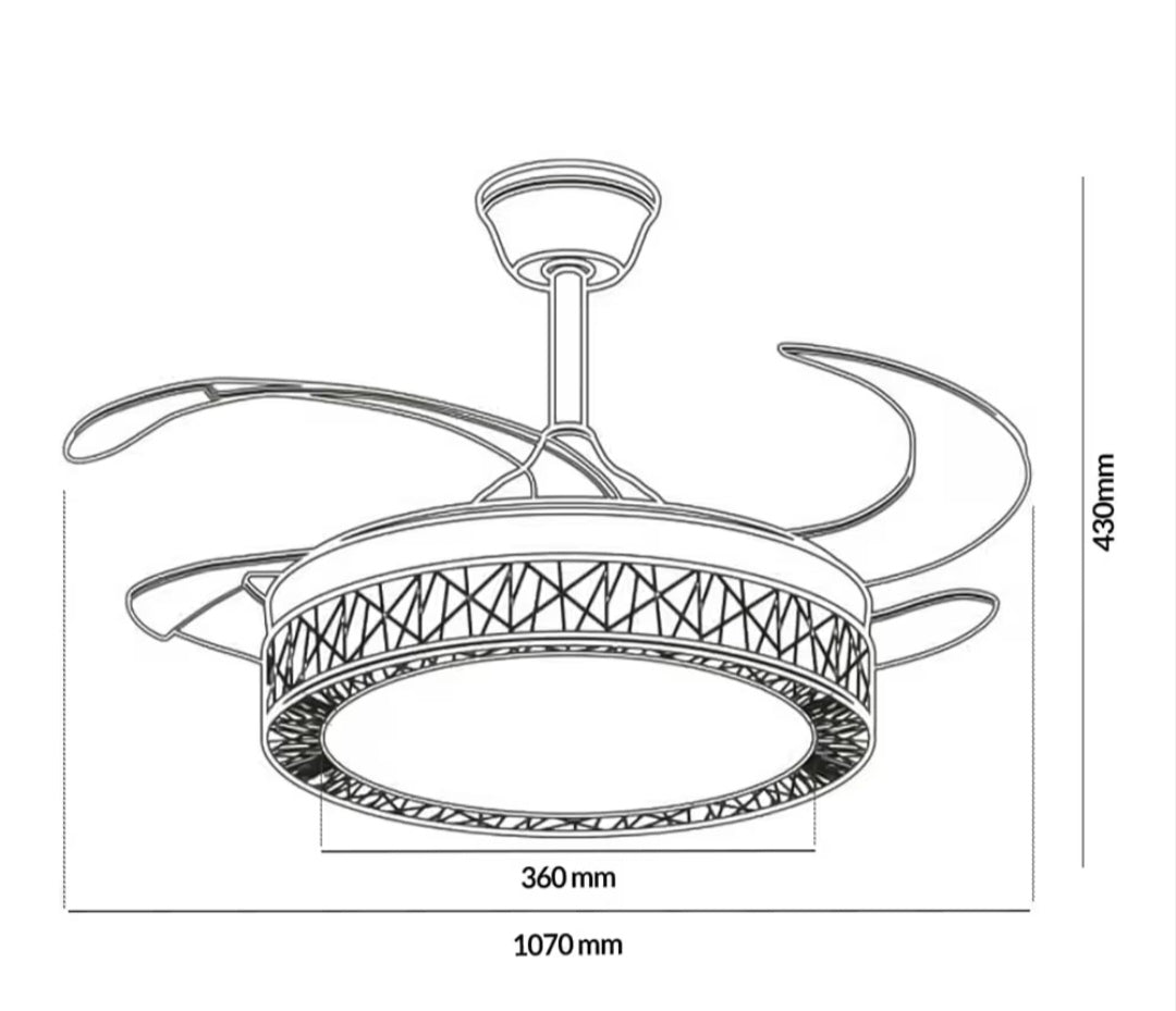 Deckenventilator Deckenleuchte Deckenlampe Ventilator Schwarz