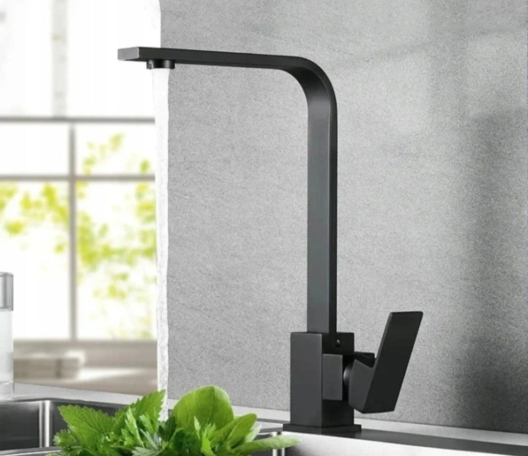 Wasserhahn Küchenarmatur Mischbatterie Schwarz Edelstahl Modern