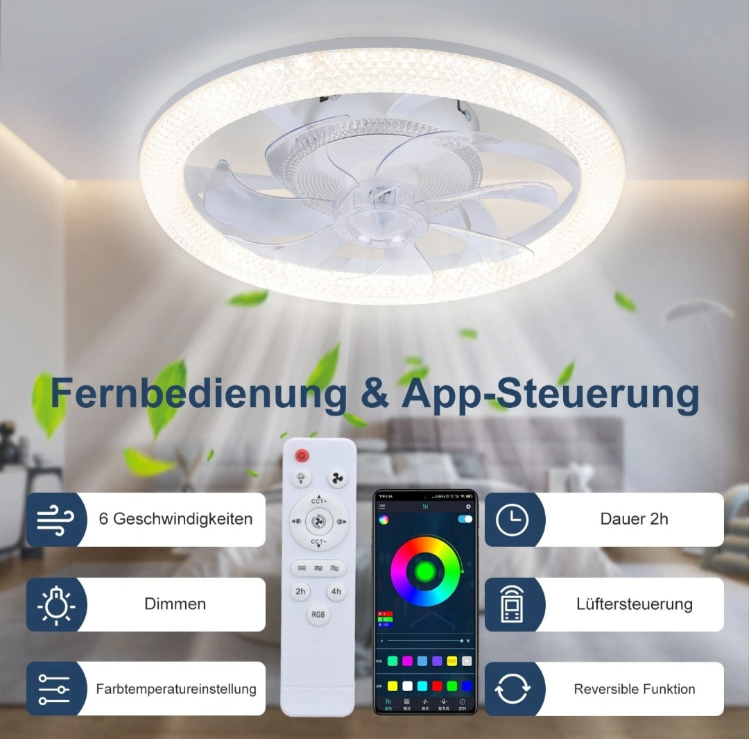 LED Deckenventilator Deckenleuchte Deckenlampe Rgb Bluetooth Lautsprecher Smart