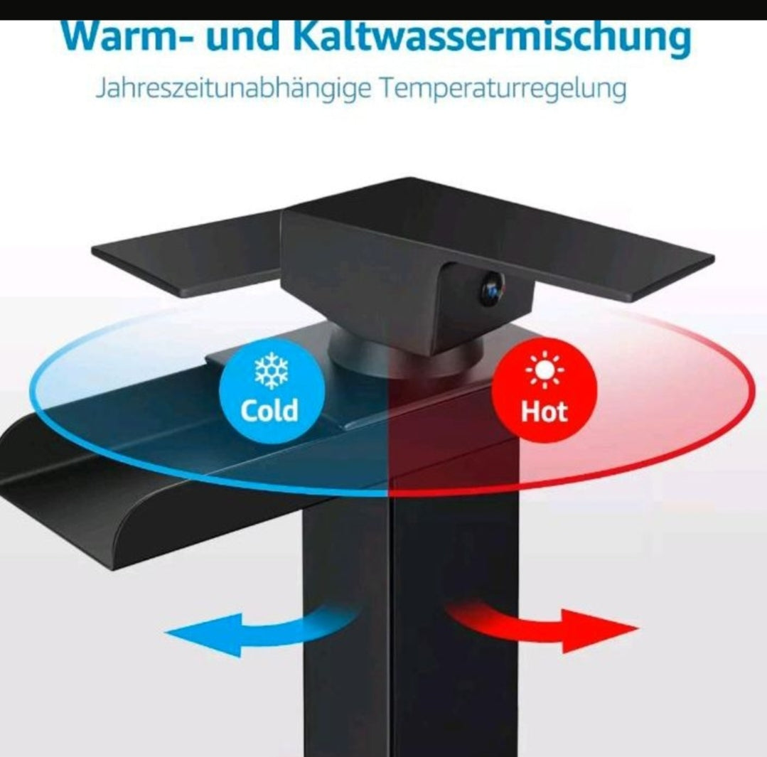Bad Waschbecken Wasserhahn Armatur Edelstahl Schwarz