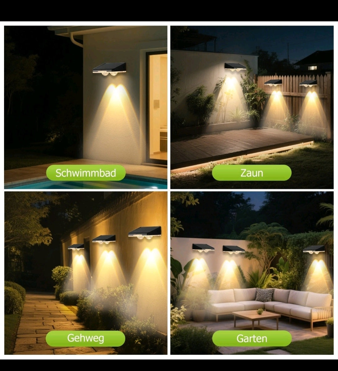 Solar Wandleuchten Wandlampen 4 Stück Rgb Zaunleuchten