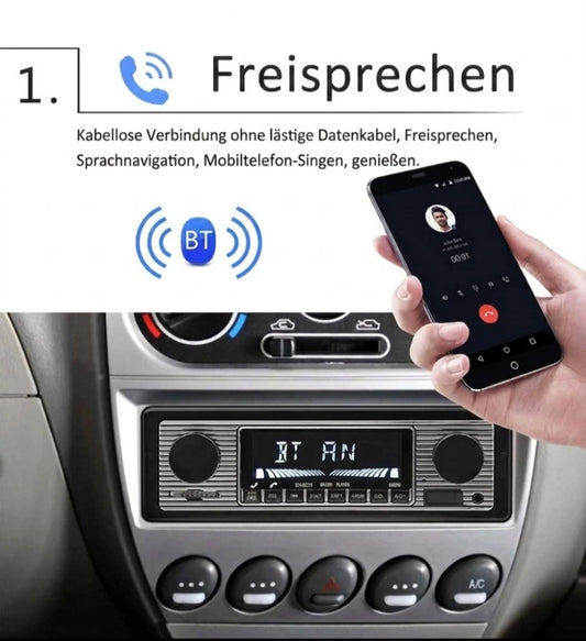 Autoradio Bluetooth Freisprechen Yountimer Oldtimer US Cars DIN 01