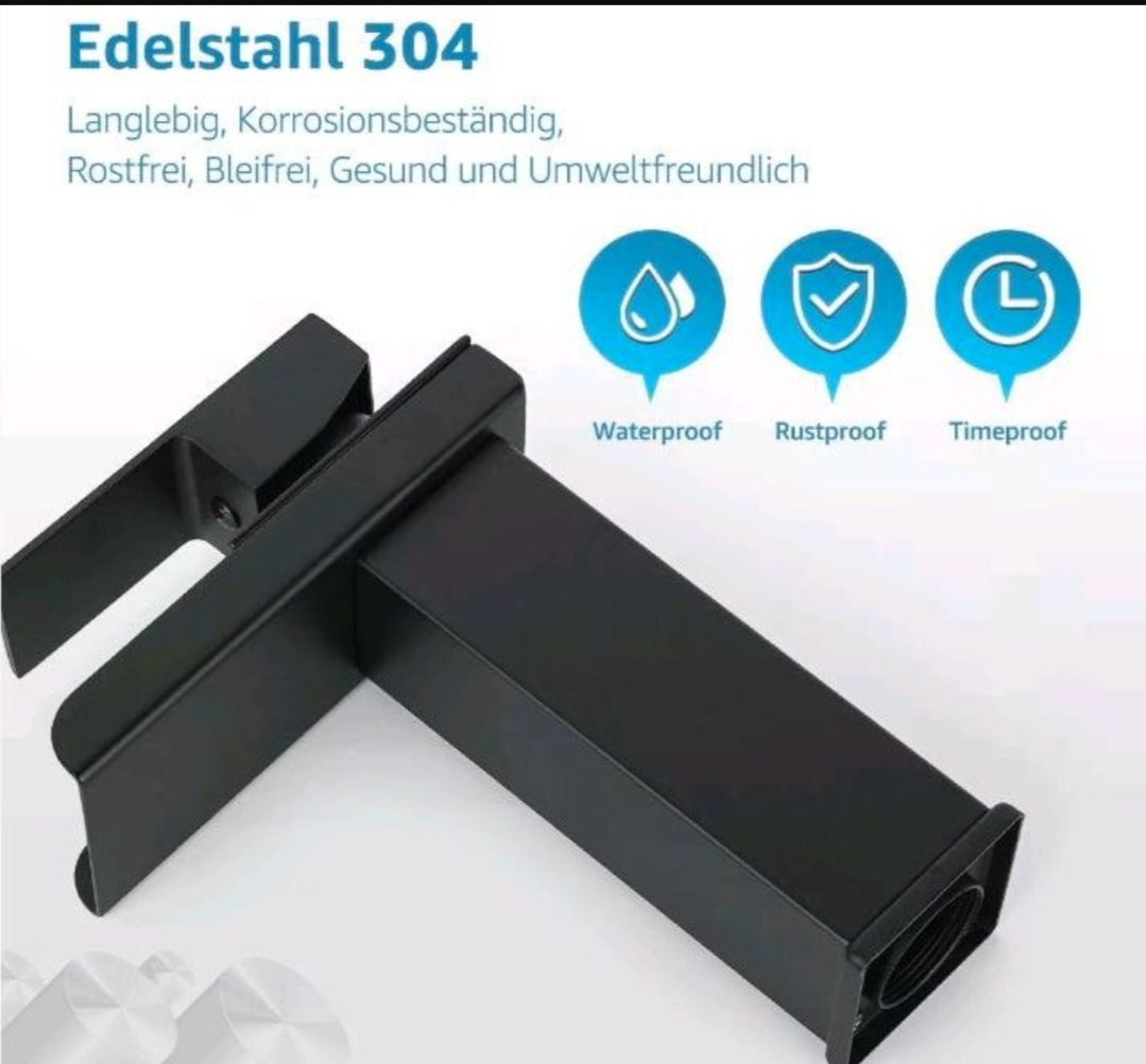 Bad Waschbecken Wasserhahn Armatur Edelstahl Schwarz