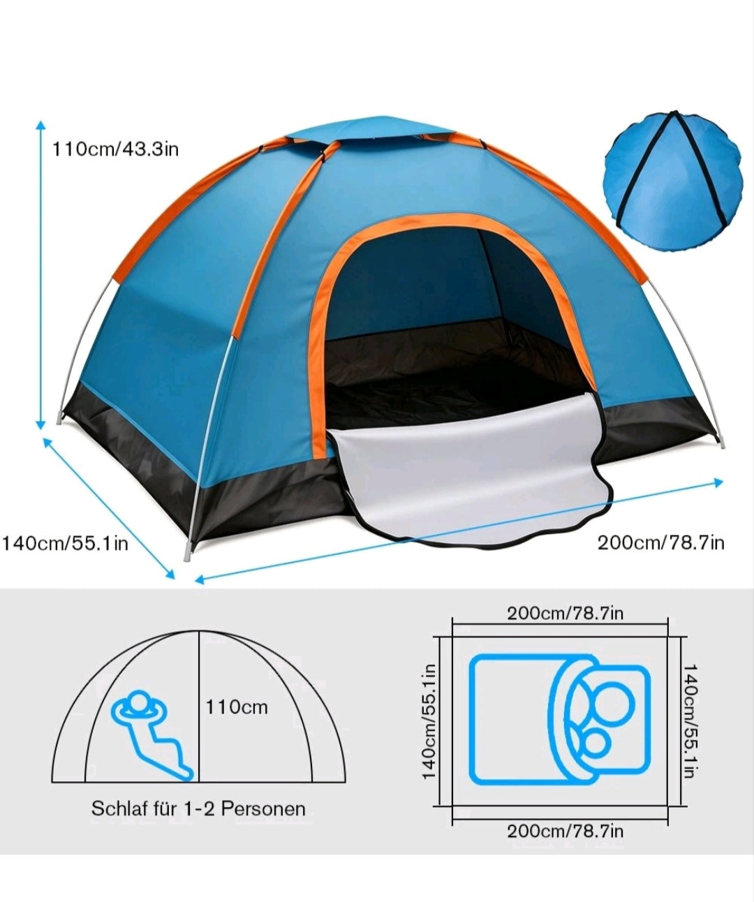 Campingzelt Pop Up Zelt Wurfzelt Wasserfest