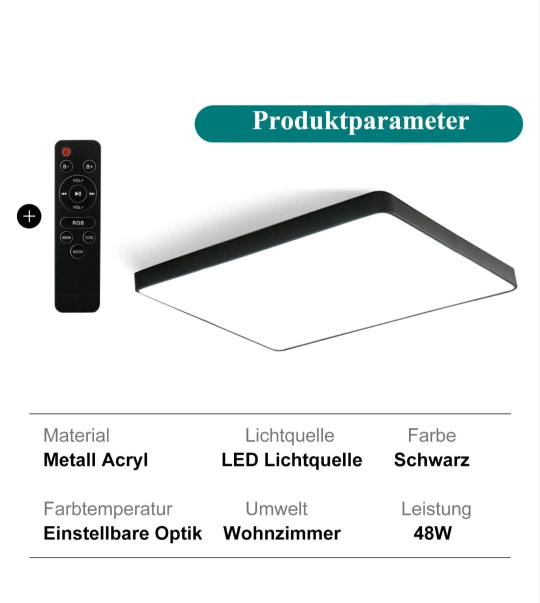 LED Deckenlampe Deckenleuchte Dimmbar Groß Schwarz