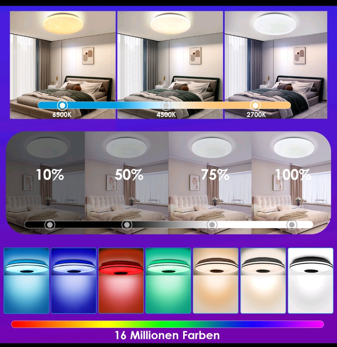 LED Deckenlampe Deckenleuchte Rgb Bluetooth Lautsprecher