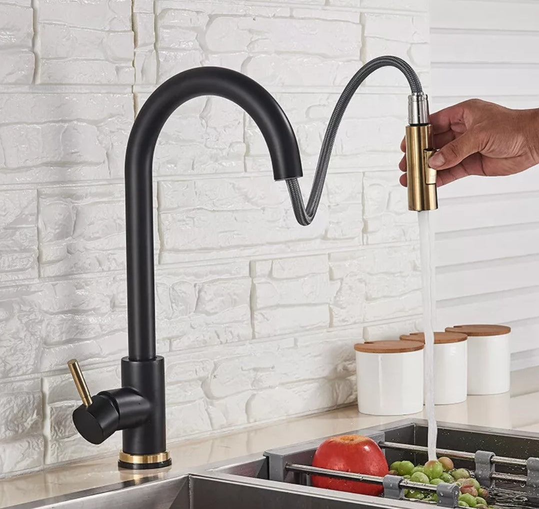 Wasserhahn Küchenarmartur Mischbatterie Schwarz Gold