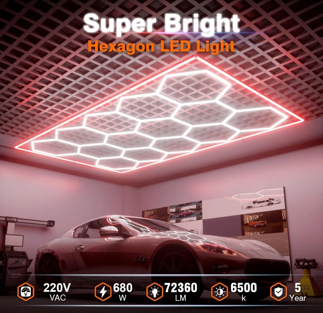 Hexagon Garagenlicht Werkstattlampe Showroom Laden 14 er Roter Rahmen