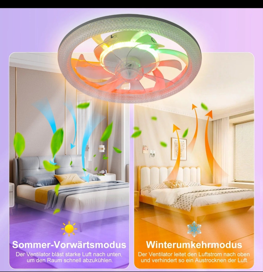 LED Deckenventilator Deckenleuchte Deckenlampe Rgb Bluetooth Lautsprecher Smart