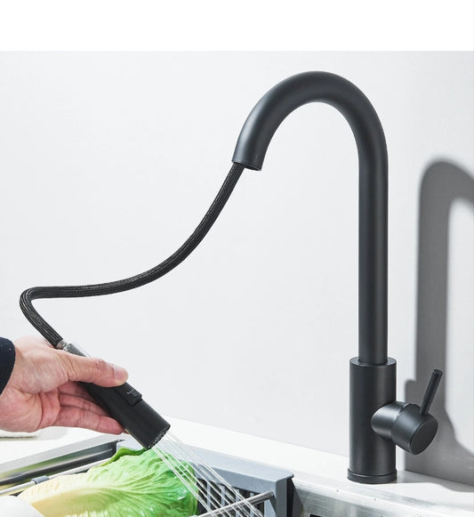 Wasserhahn Küchenarmartur Mischbatterie Schwarz Modern Brause