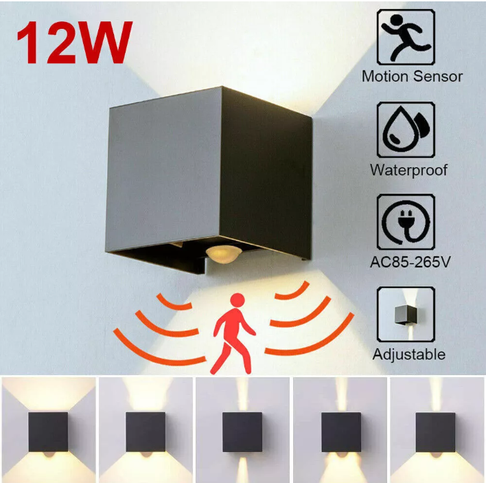 Led Wandleuchten Wandlampen Up Down 2 Stück mit Bewegungsmelder Innenraum und Außenbereich
