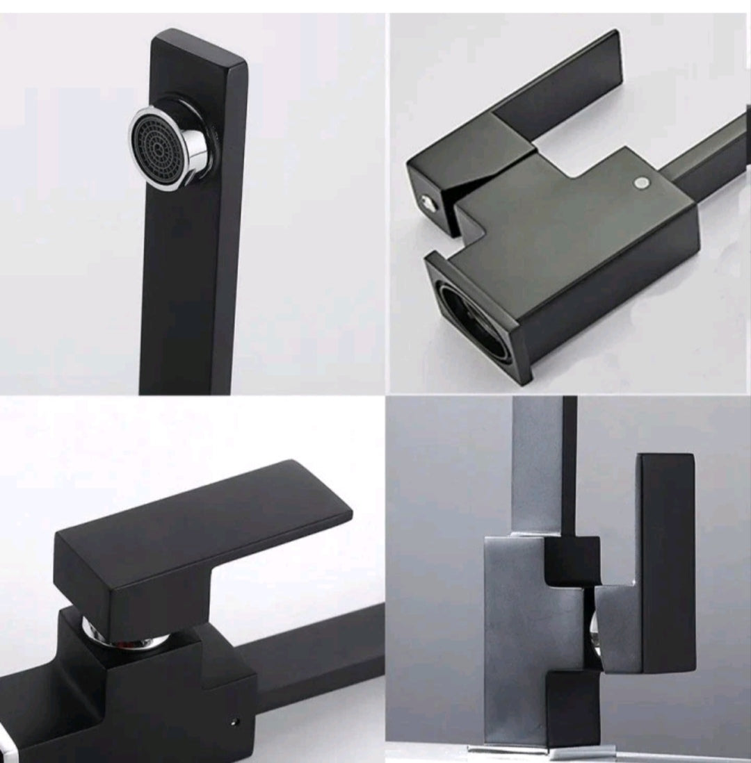 Wasserhahn Küchenarmatur Mischbatterie Schwarz Edelstahl Modern