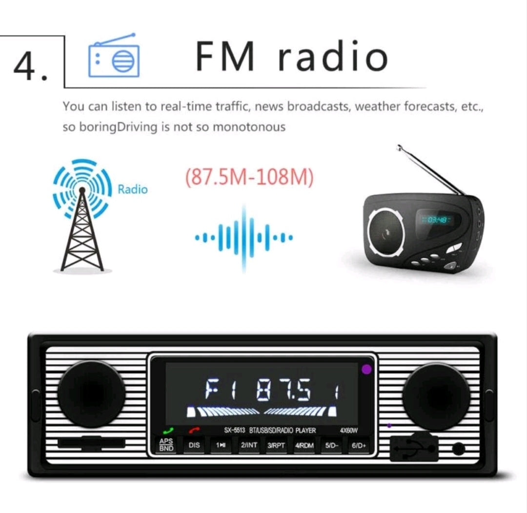 Autoradio Bluetooth Oldtimer Yountimer US Cars DIN 1 Norm