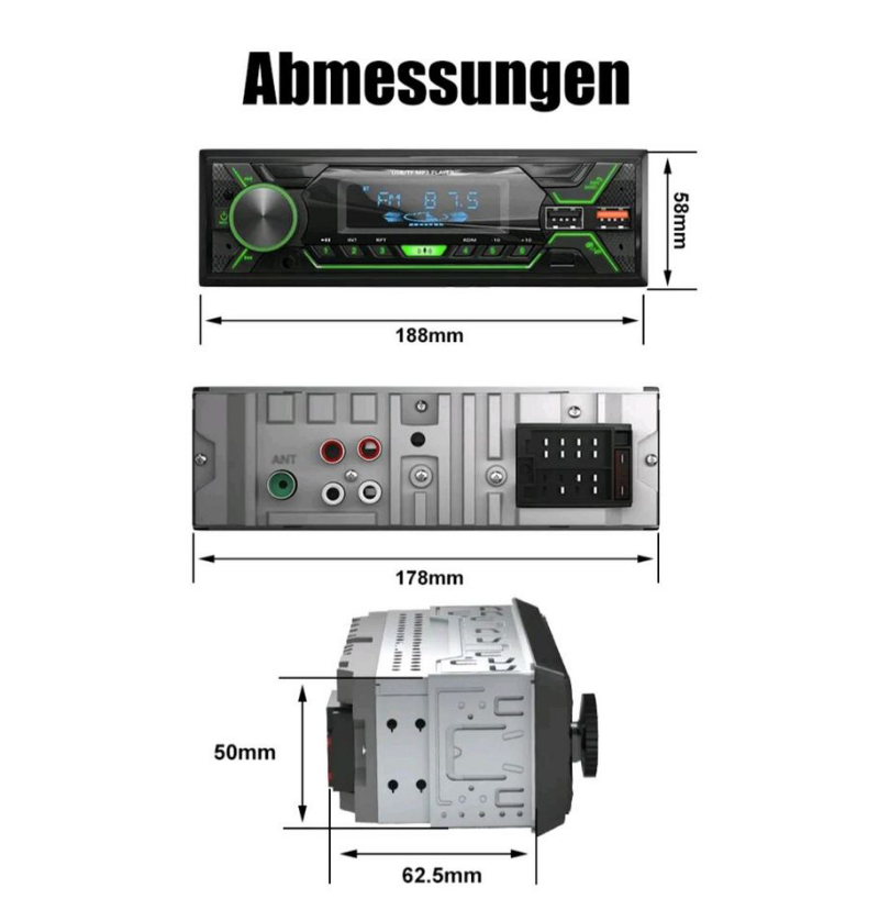 Autoradio Bluetooth Freisprechen USB Aux SD Universal