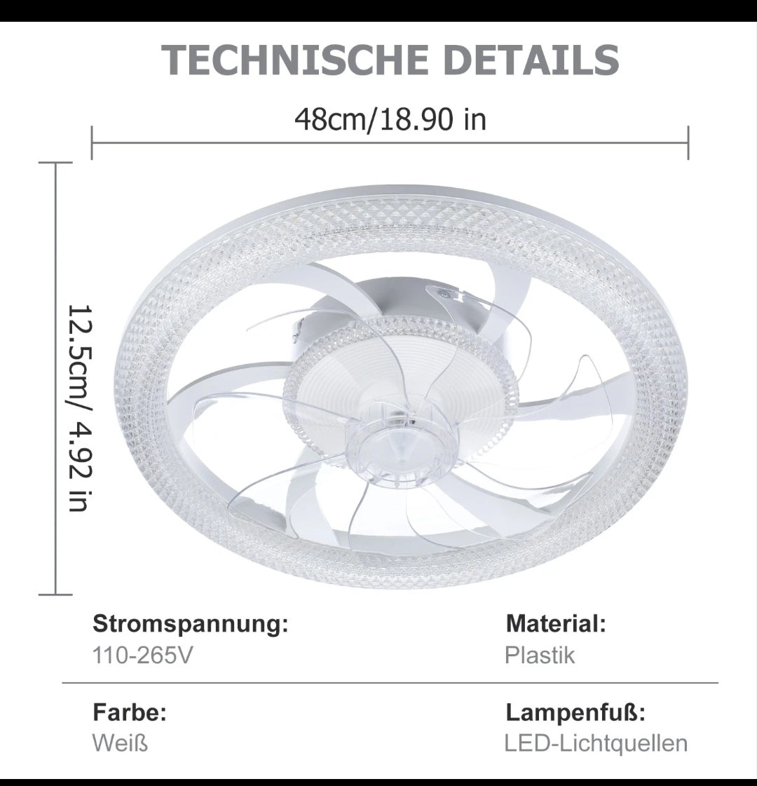 LED Deckenventilator Deckenleuchte Deckenlampe Rgb Bluetooth Lautsprecher Smart