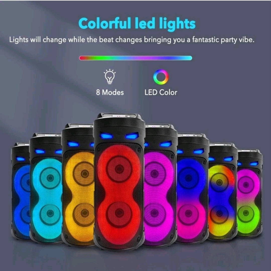 Bluetooth Partylautsprecher Lautsprecher mit LEDs + Mikrofon