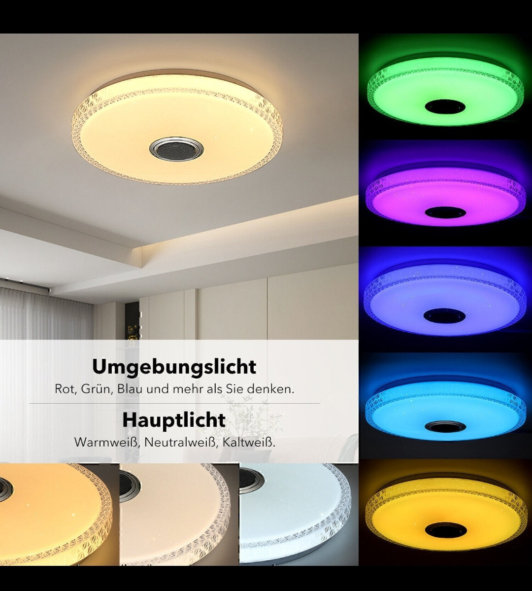 Deckenlampe Deckenleuchte Bluetooth Lautsprecher Rgb