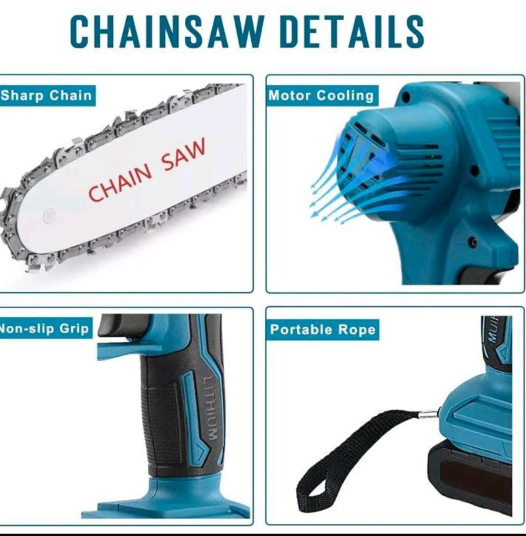 Akku Kettensäge Gartensäge mit 2 Akkus Motorsäge