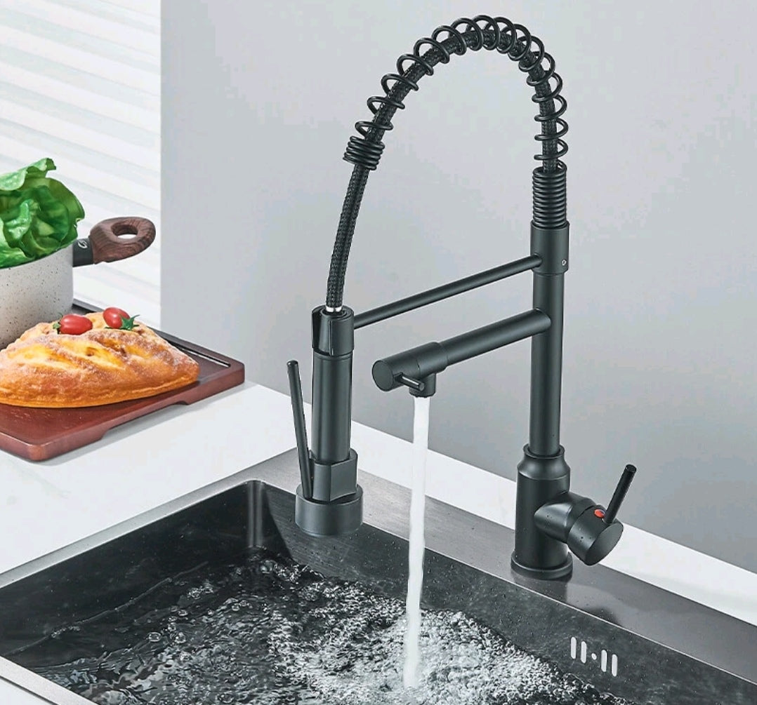 Wasserhahn Küchenarmartur Mischbatterie Schwarz Edelstahl Profi