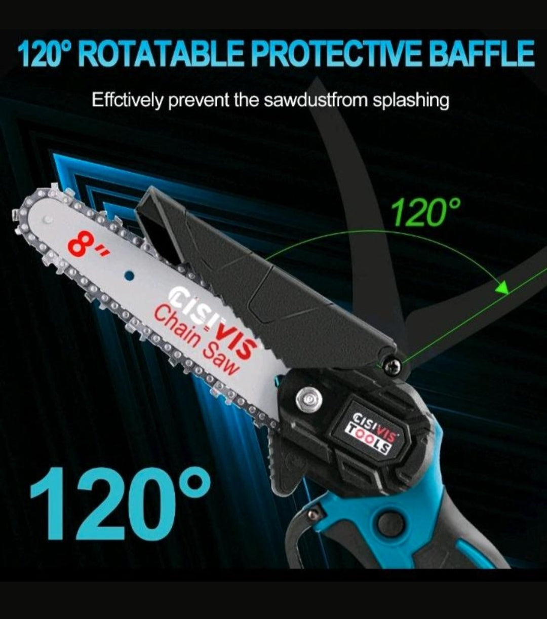 Akku Kettensäge Gartensäge mit 2 Akkus 6 & 8 Zoll