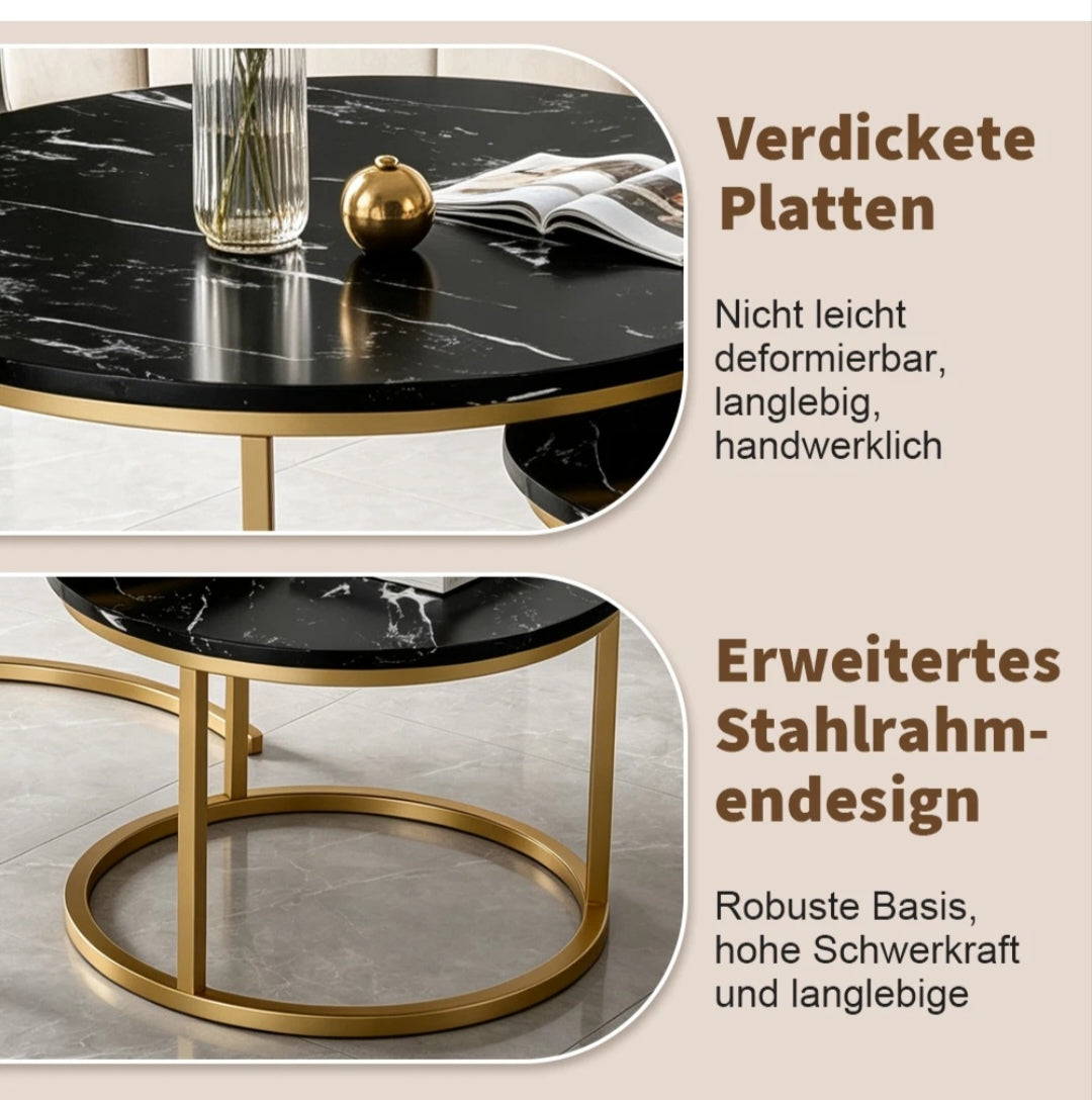 Couchtisch Wohnzimmer Tisch Marmor-Optik 2er Set