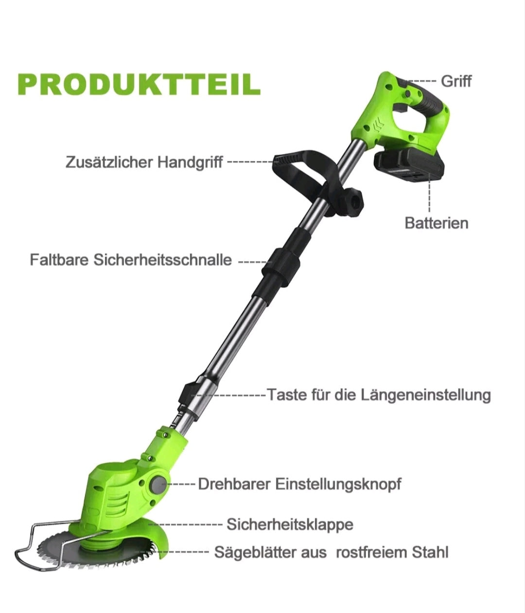 Akku Rasentrimmer Grasschneider Rasenmäher +Zubehör