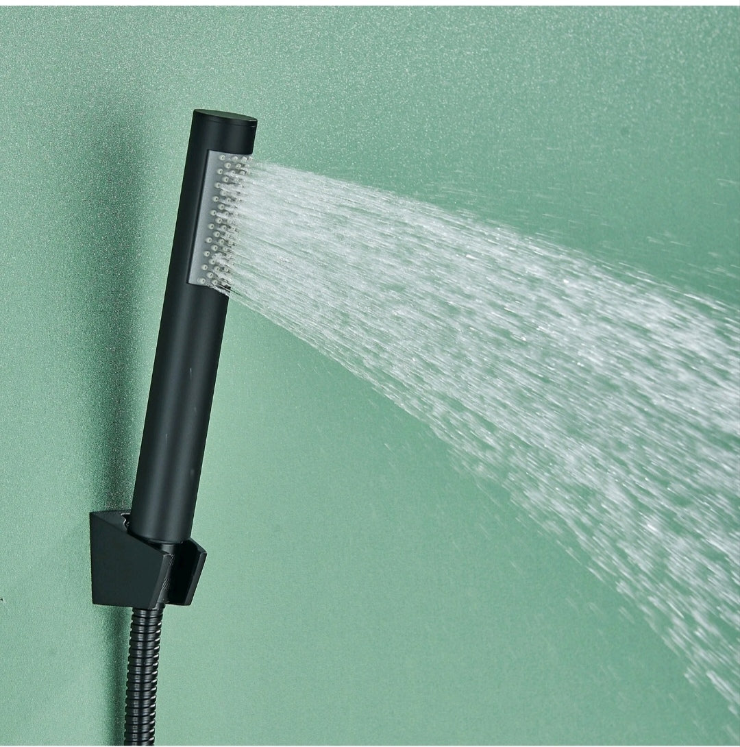 Badewannenarmartur Wannenarmartur mit Brause Schwarz