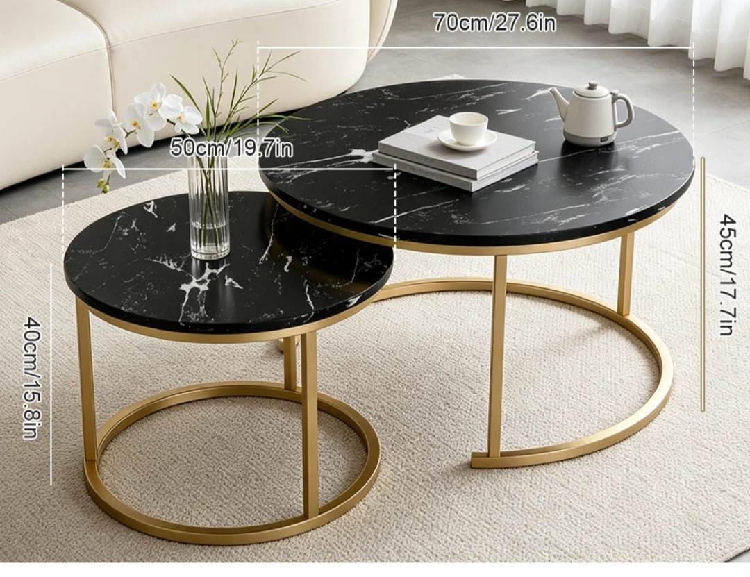 Couchtisch Wohnzimmer Tisch Marmor-Optik 2er Set