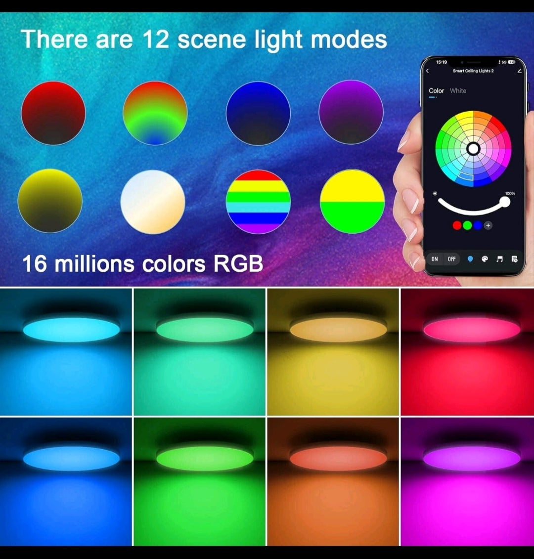 LED Deckenlampe Deckenleuchte Rgb Bluetooth