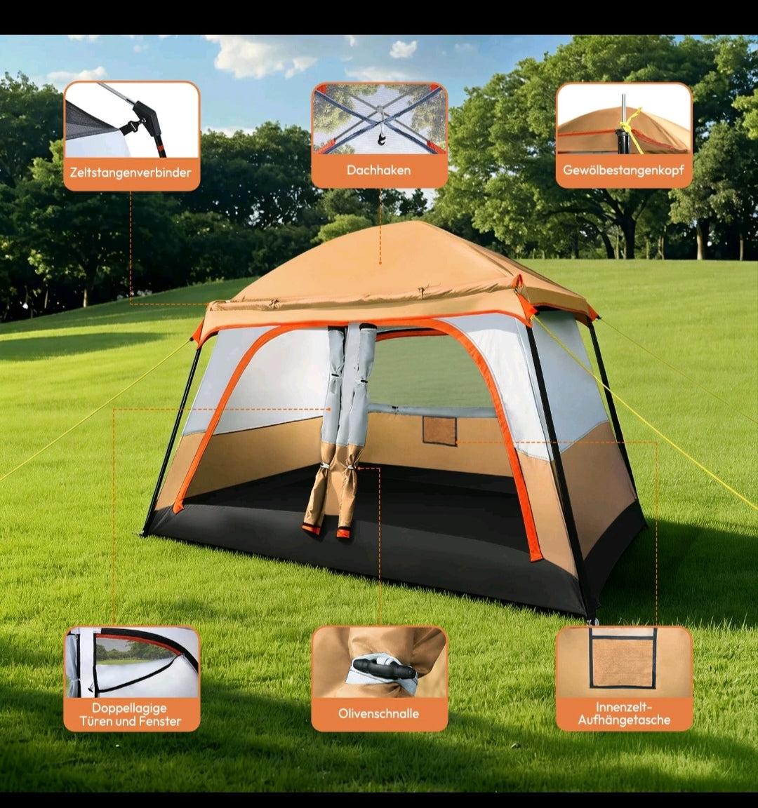 Campingzelt Pop Up Zelt Wurfzelt Familienzelt 4 Personen