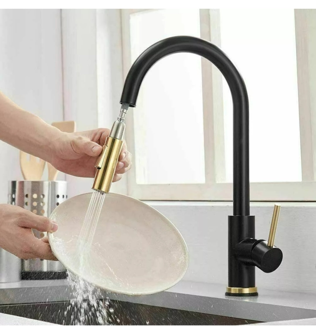 Wasserhahn Küchenarmartur Mischbatterie Schwarz Gold