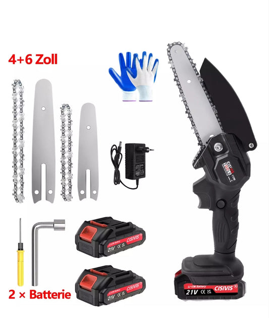 Akku Kettensäge Gartensäge mit 2 Akkus und Zubehör