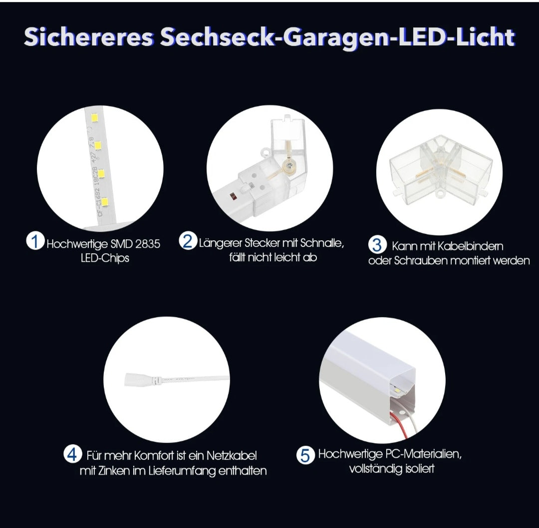 Hexagon Garagenlicht Werkstattlampe Showroom Laden 14 er Roter Rahmen