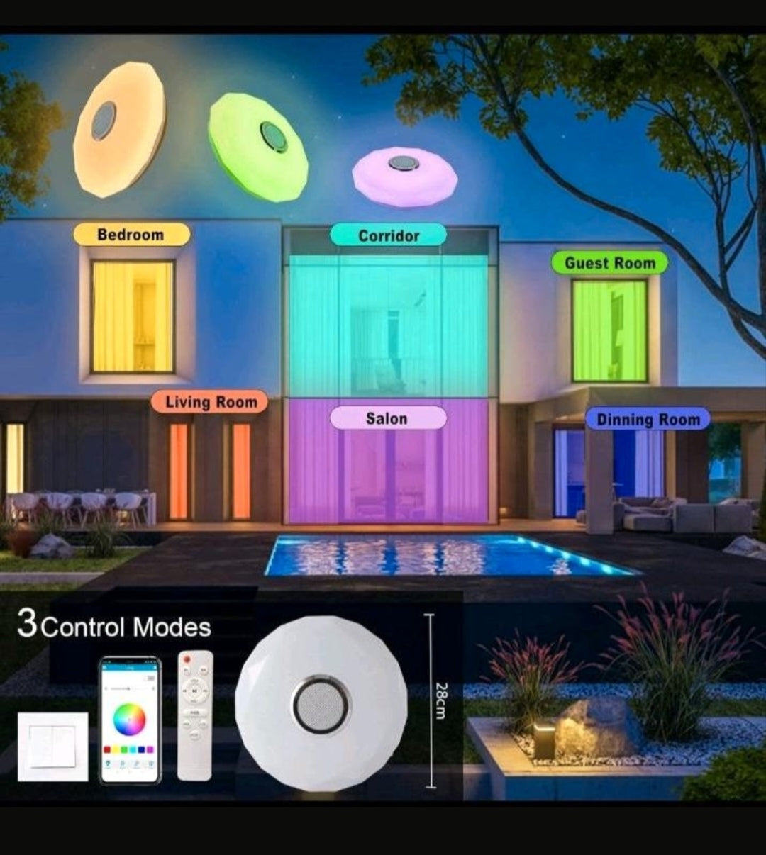 Bluetooth Deckenlampe Deckenleuchte mit Lautsprecher Rgb