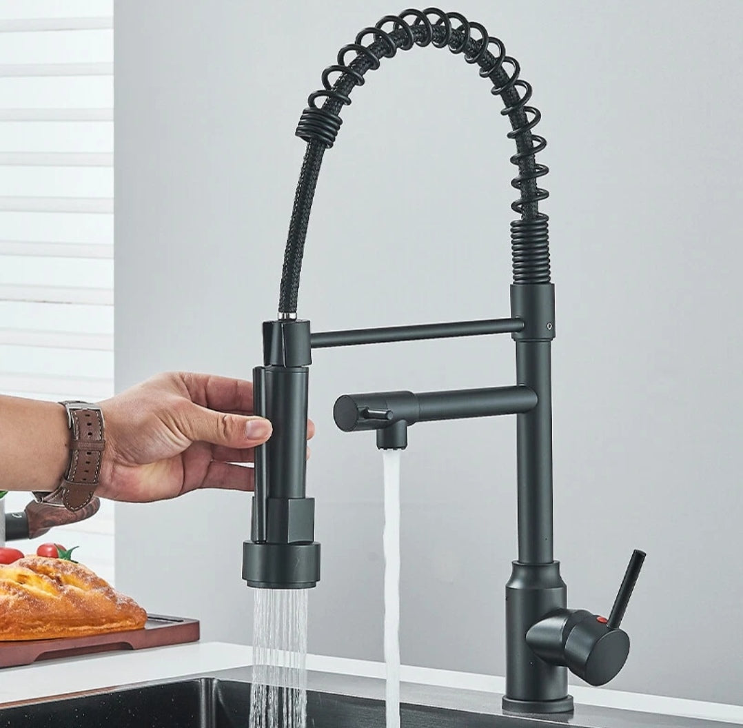 Wasserhahn Küchenarmartur Mischbatterie Schwarz Edelstahl Profi