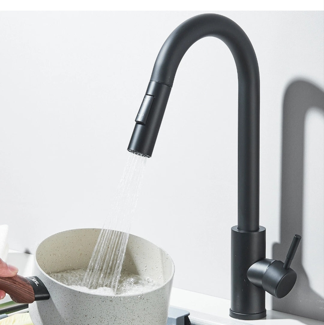 Wasserhahn Küchenarmartur Mischbatterie Schwarz Modern Brause