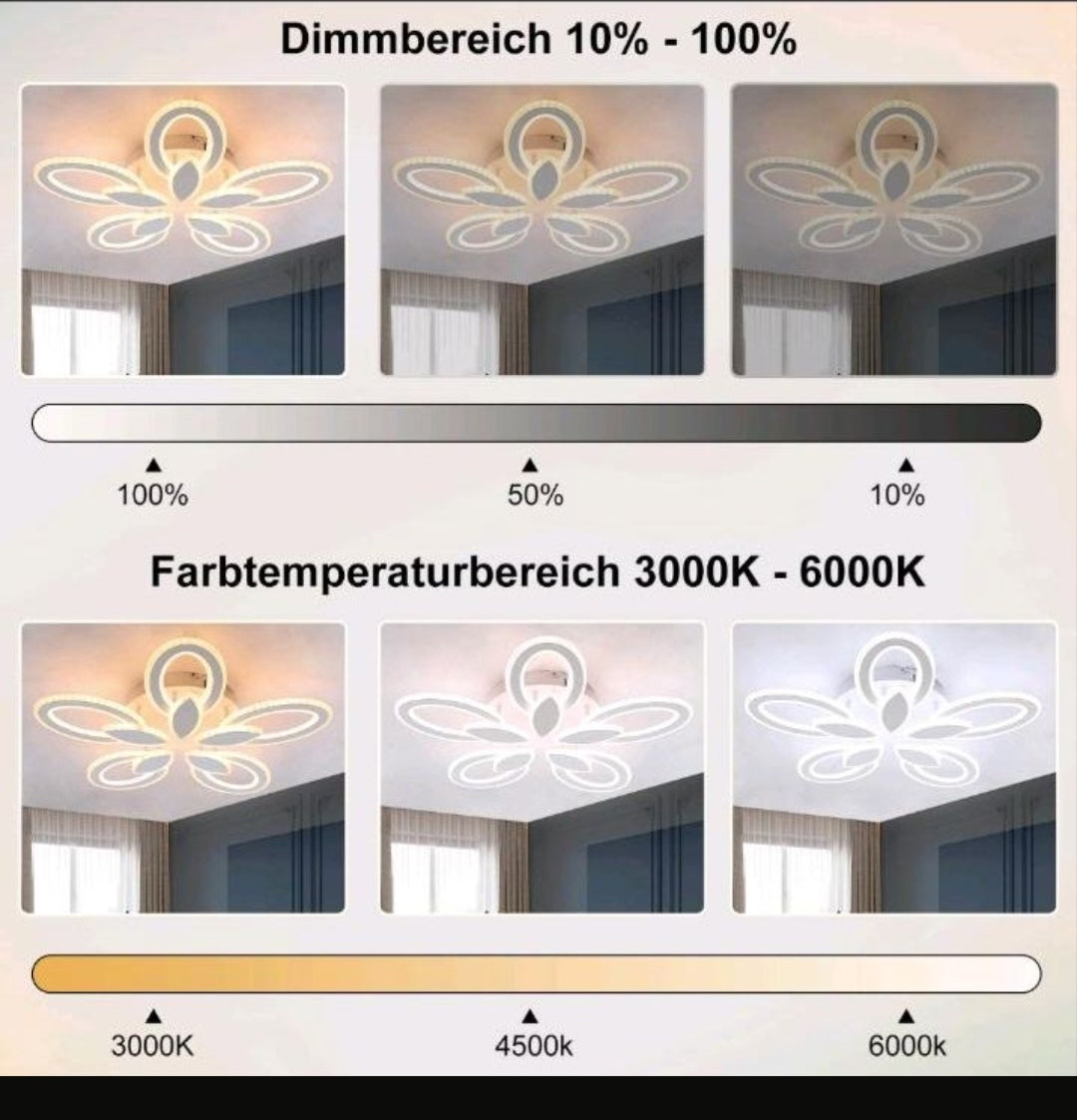 Led Deckenlampe Deckenleuchte Kronleuchter Groß Hell Dimmbar