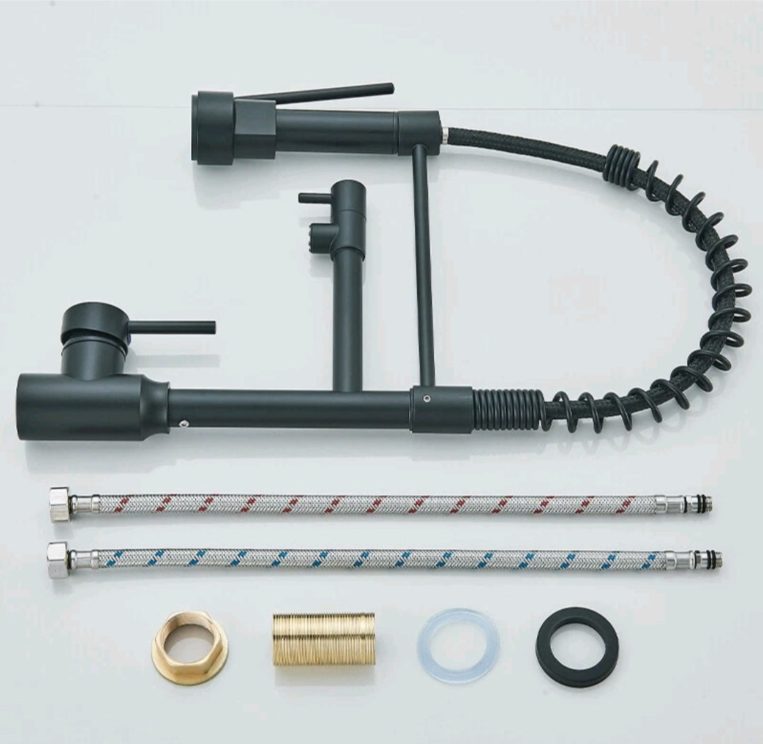 Wasserhahn Küchenarmartur Mischbatterie Schwarz Edelstahl Profi