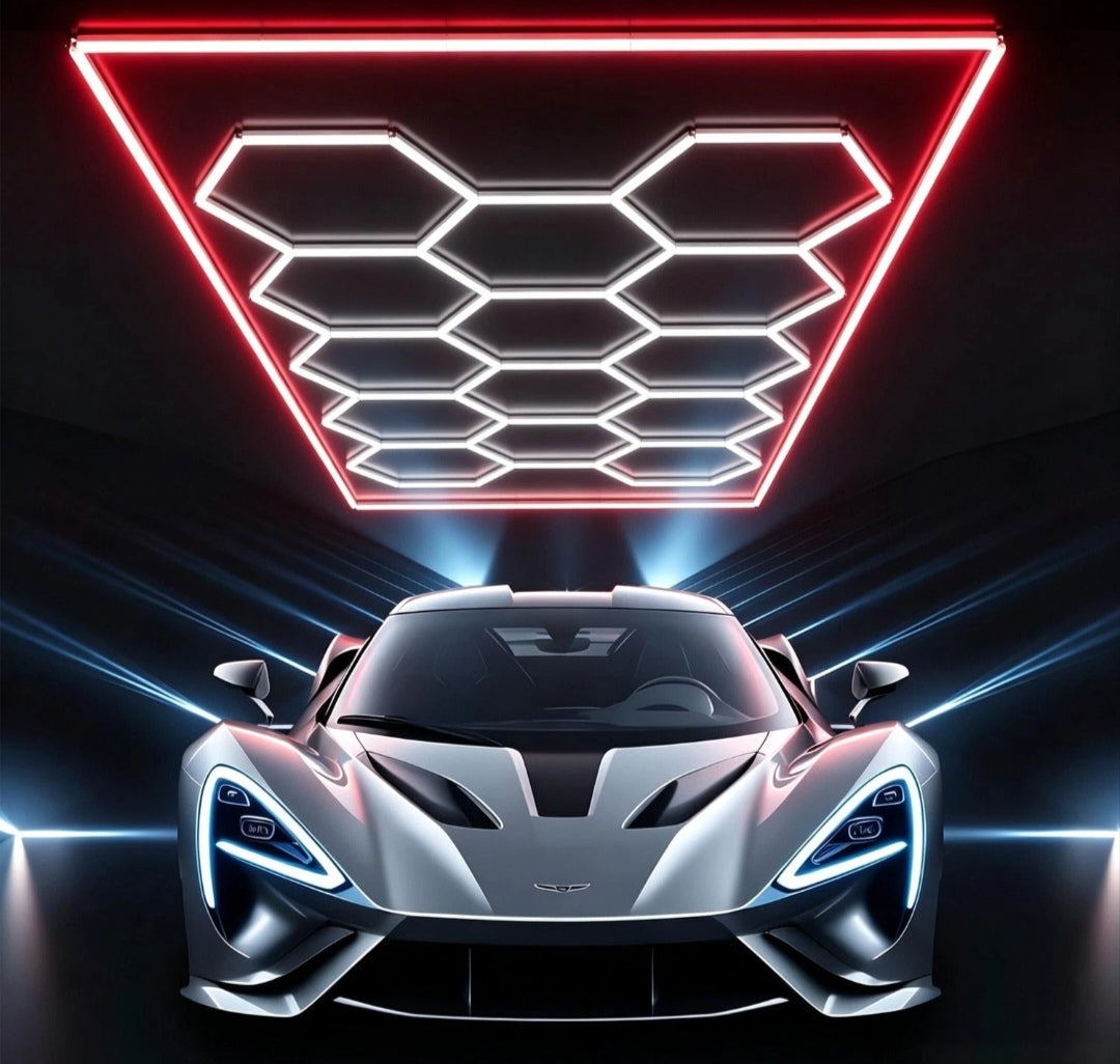 Hexagon Garagenlicht Werkstattlampe Showroom Laden 14 er Roter Rahmen