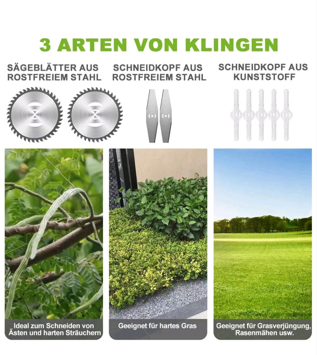 Akku Rasentrimmer Grasschneider Rasenmäher +Zubehör