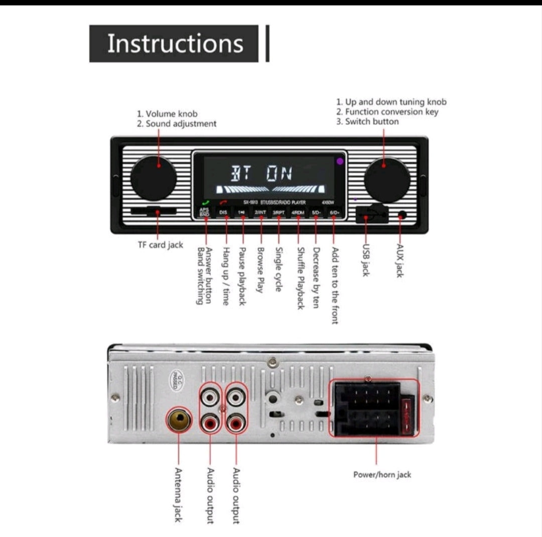 Autoradio Bluetooth Oldtimer Yountimer US Cars DIN 1 Norm