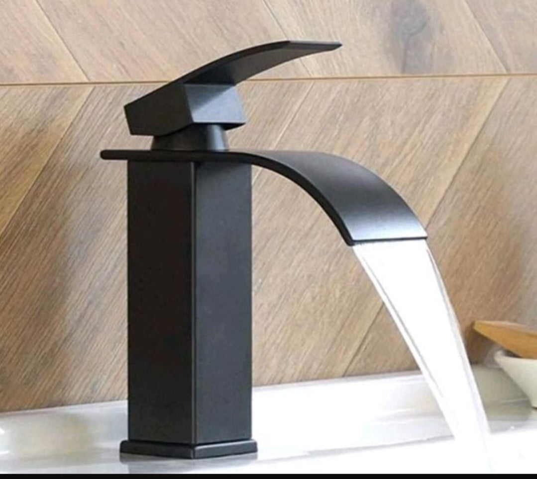 Wasserhahn Armatur Bad Waschbecken Edelstahl Schwarz