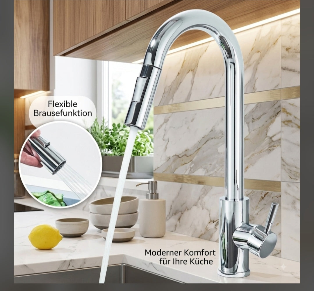 Wasserhahn Küchenarmartur Mischbatterie Brause Chrome Design