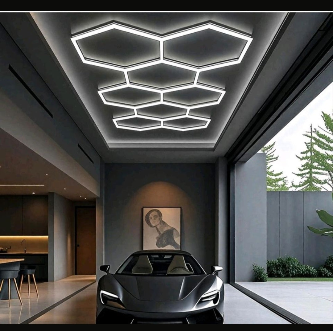 Hexagon 8er LED Werkstatt Garage Showroom Licht